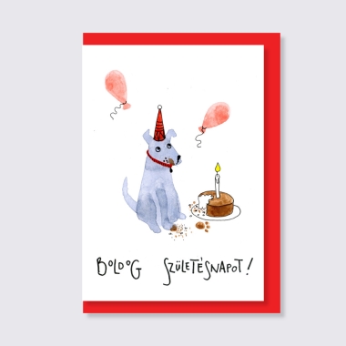 Papetri borítékos képeslap - A kutya születésnapja