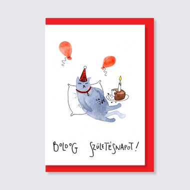 Papetri borítékos képeslap - A macska születésnapja