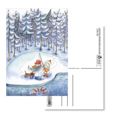 Papetri karácsonyi képeslap - Téli halas