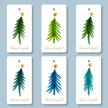 Papetri ajándékkísérő kártya - Karácsonyfák