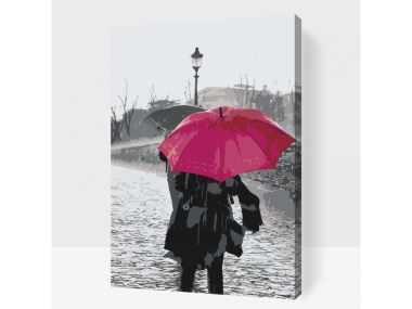 Számfestő kerettel - Piros esernyő