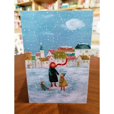 Szimonidesz Hajnalka képeslap - Anyával a hóesésben
