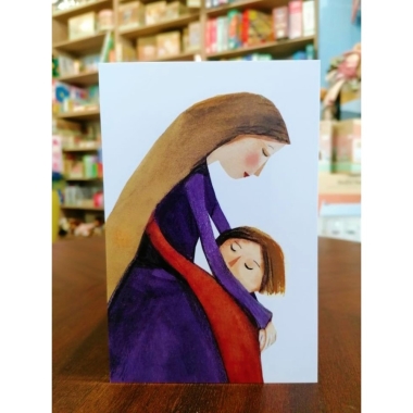 Szimonidesz Hajnalka képeslap - Anya és kisfia ölelésben