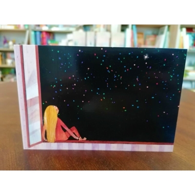 Szimonidesz Hajnalka képeslap - Csillagos ég az ablakban