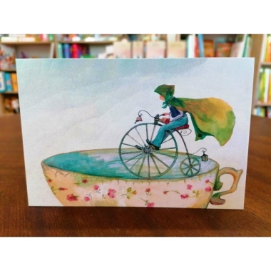 Szimonidesz Hajnalka képeslap - Biciklizni teáscsészén