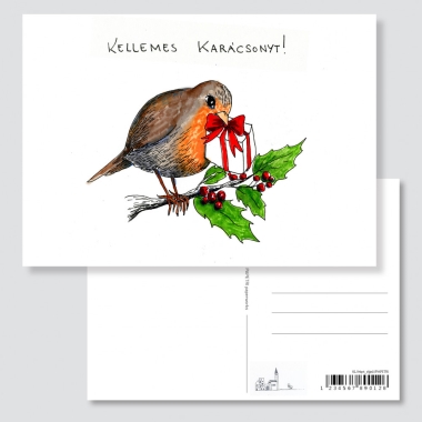 Papetri karácsonyi képeslap - Zöld madár Xmas
